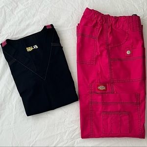 Women’s scrub set WonderWink, Dickies Pink/Black size Petite xxs